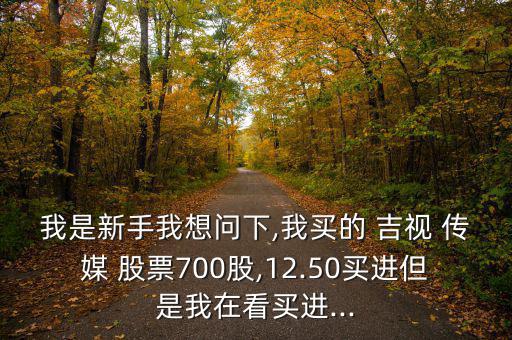 我是新手我想問(wèn)下,我買(mǎi)的 吉視 傳媒 股票700股,12.50買(mǎi)進(jìn)但是我在看買(mǎi)進(jìn)...