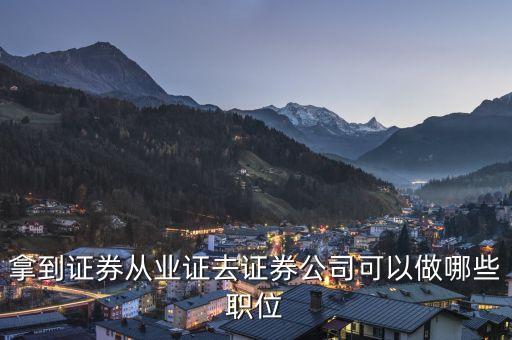 去宏信證券有限責(zé)任公司能做什么，拿到證券從業(yè)證去證券公司可以做哪些職位