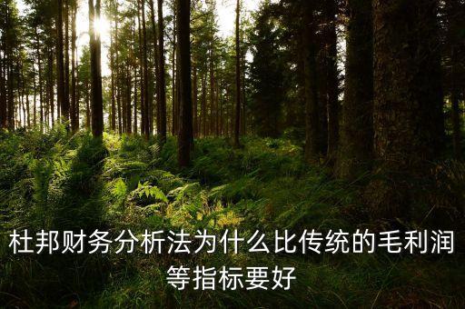 為什么要比較毛利率，杜邦財(cái)務(wù)分析法為什么比傳統(tǒng)的毛利潤(rùn)等指標(biāo)要好
