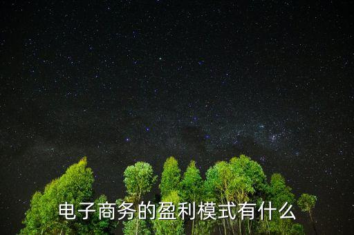 電子商務的營利模式是什么，電子商務模式的盈利模式
