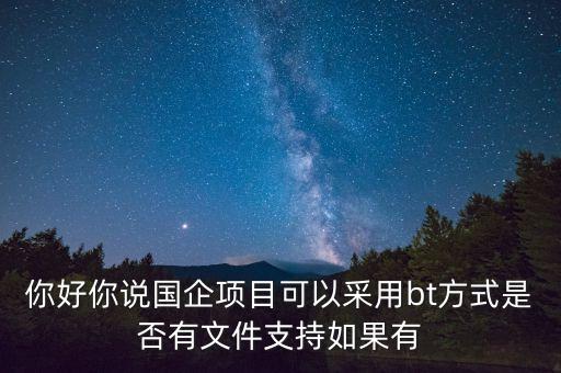 地主項目為什么要引進行央企做bt，你好你說國企項目可以采用bt方式是否有文件支持如果有