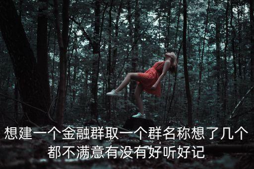 金融微信群取什么名字，想建一個金融群取一個群名稱想了幾個都不滿意有沒有好聽好記