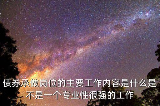 債券承做崗位的主要工作內容是什么是不是一個專業(yè)性很強的工作