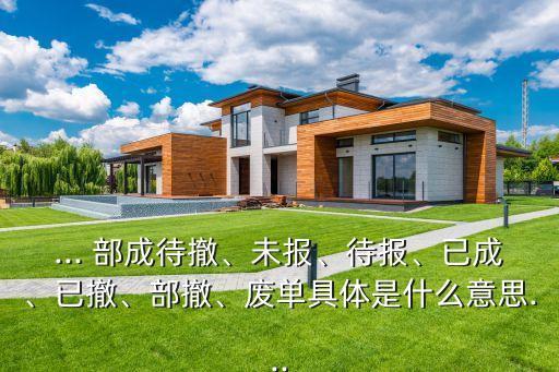 ... 部成待撤、未報(bào)、待報(bào)、已成、已撤、部撤、廢單具體是什么意思...