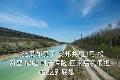 ...結(jié)果卻買了 安邦共贏2號 投資型 家庭 財(cái)產(chǎn)保險(xiǎn),回家后我很擔(dān)心,這到底是...