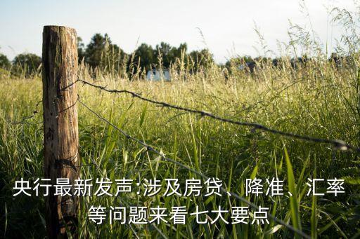 央行最新發(fā)聲:涉及房貸、降準、匯率等問題來看七大要點