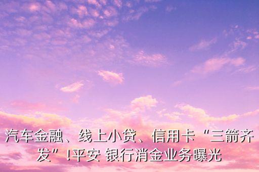 汽車金融、線上小貸、信用卡“三箭齊發(fā)”!平安 銀行消金業(yè)務曝光