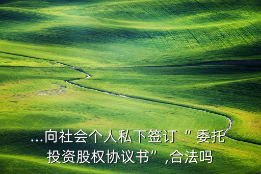 ...向社會(huì)個(gè)人私下簽訂“ 委托 投資股權(quán)協(xié)議書(shū)”,合法嗎