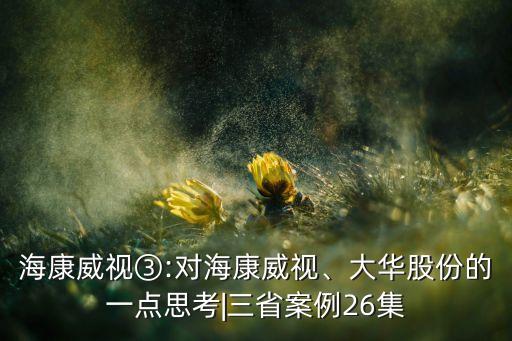 ?？低暍?對(duì)海康威視、大華股份的一點(diǎn)思考|三省案例26集