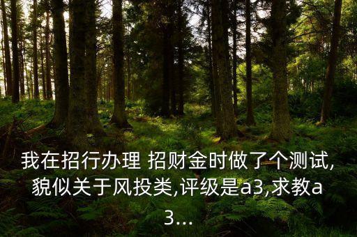 我在招行辦理 招財(cái)金時(shí)做了個測試,貌似關(guān)于風(fēng)投類,評級是a3,求教a3...