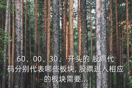 60、00、30、 開頭的 股票代碼分別代表哪些板塊, 股票進入相應(yīng)的板塊需要...