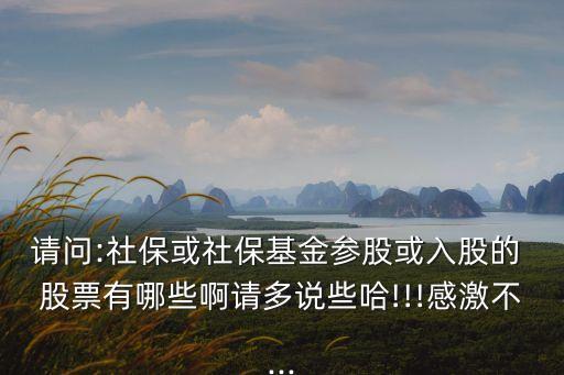 請(qǐng)問(wèn):社保或社?；饏⒐苫蛉牍傻?股票有哪些啊請(qǐng)多說(shuō)些哈!!!感激不...