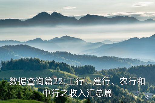 數(shù)據(jù)查詢篇22:工行、建行、農(nóng)行和中行之收入?yún)R總篇