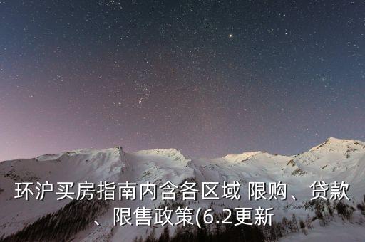 環(huán)滬買房指南內(nèi)含各區(qū)域 限購、貸款、限售政策(6.2更新