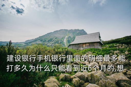  建設(shè)銀行手機銀行里面的明細(xì)最多能打多久為什么只能看到近6個月的,想...