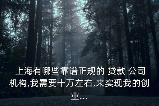  上海有哪些靠譜正規(guī)的 貸款 公司機(jī)構(gòu),我需要十萬左右,來實現(xiàn)我的創(chuàng)業(yè)...
