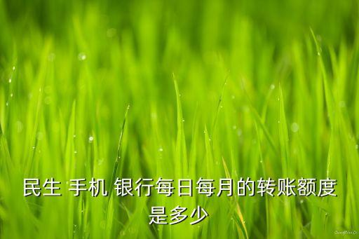 民生 手機 銀行每日每月的轉賬額度是多少