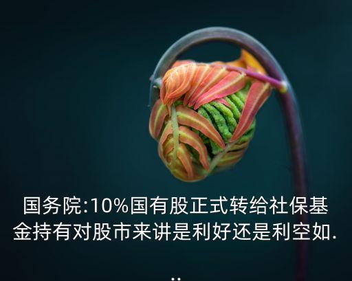 國務(wù)院:10%國有股正式轉(zhuǎn)給社?；鸪钟袑墒衼碇v是利好還是利空如...
