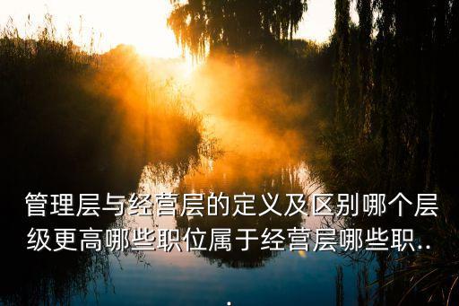  管理層與經營層的定義及區(qū)別哪個層級更高哪些職位屬于經營層哪些職...