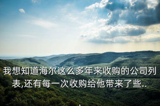 我想知道海爾這么多年來收購(gòu)的公司列表,還有每一次收購(gòu)給他帶來了些...