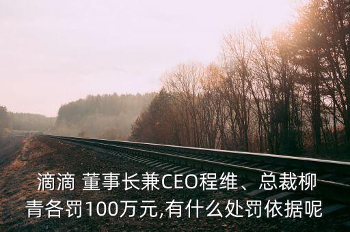  滴滴 董事長兼CEO程維、總裁柳青各罰100萬元,有什么處罰依據呢