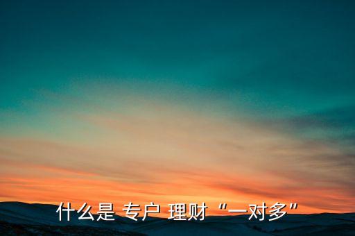 什么是 專(zhuān)戶(hù) 理財(cái)“一對(duì)多”