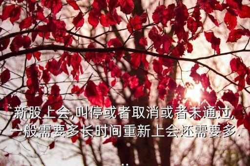 新股上會,叫?；蛘呷∠蛘呶赐ㄟ^,一般需要多長時間重新上會還需要多...
